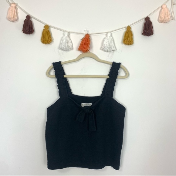 Madewell Texture & Thread Black Tie Front Tank Size Medium - Picture 2 of 10